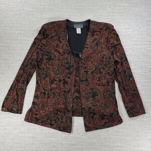 Vtg Alex Evenings Tank Jacket Set XL Paisley Slinky Glitter Mother Of The Bride